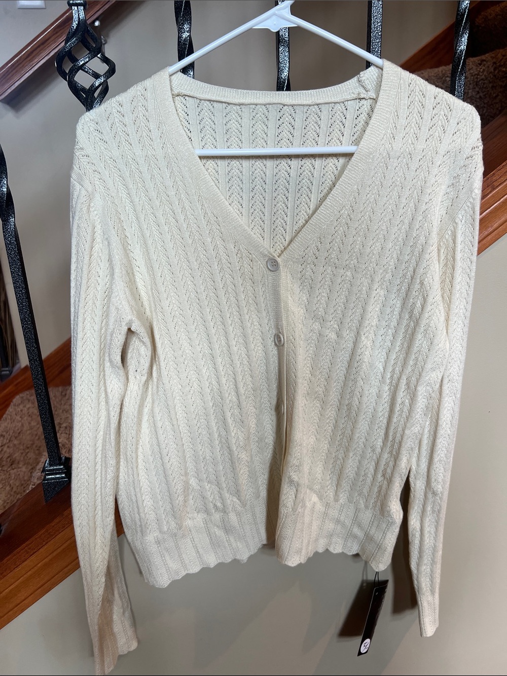 Cream V-Neck Button Sweater Cardigan - Women's new with tags